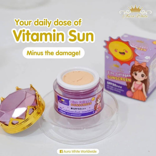 AURA WHITE Zinc Collagen Sunscreen SPF50+++