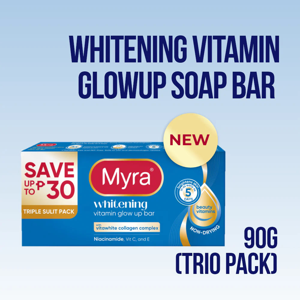 MYRA WHITENING VITAMIN GLOWUP SOAP BAR 90g (TRIO PACK)