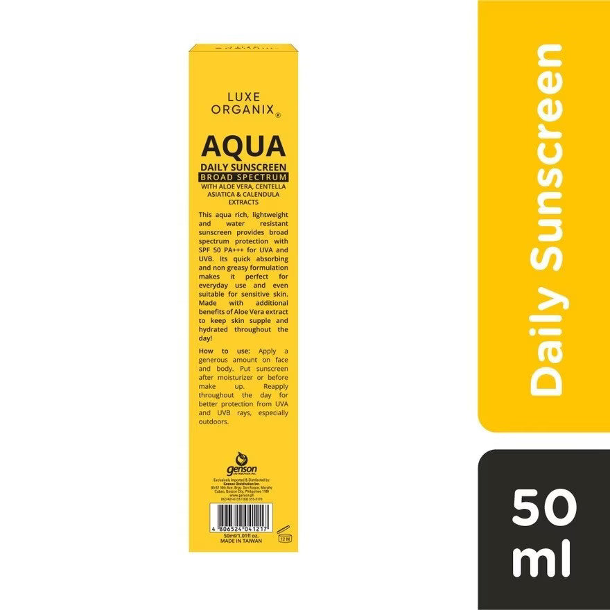 LUXE ORGANIX Aqua Daily Sunscreen UVA/UVB Protection SPF 50+ PA+++ 50ML