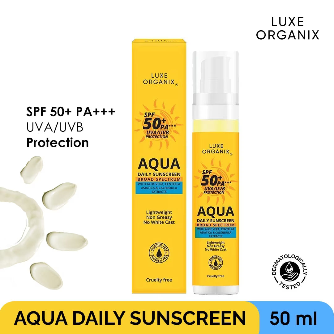 LUXE ORGANIX Aqua Daily Sunscreen UVA/UVB Protection SPF 50+ PA+++ 50ML