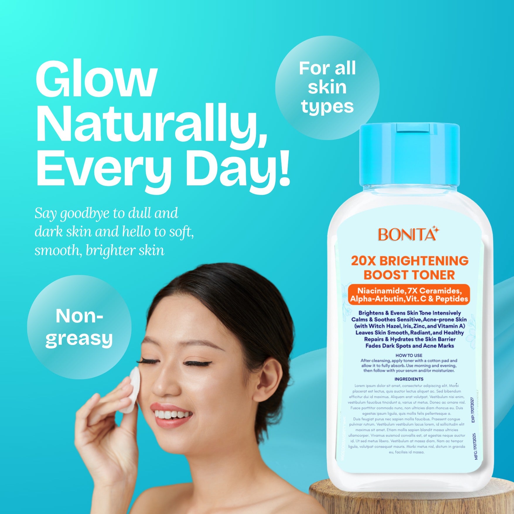 BONITA Brightening Toner Niacinamide Ceramide