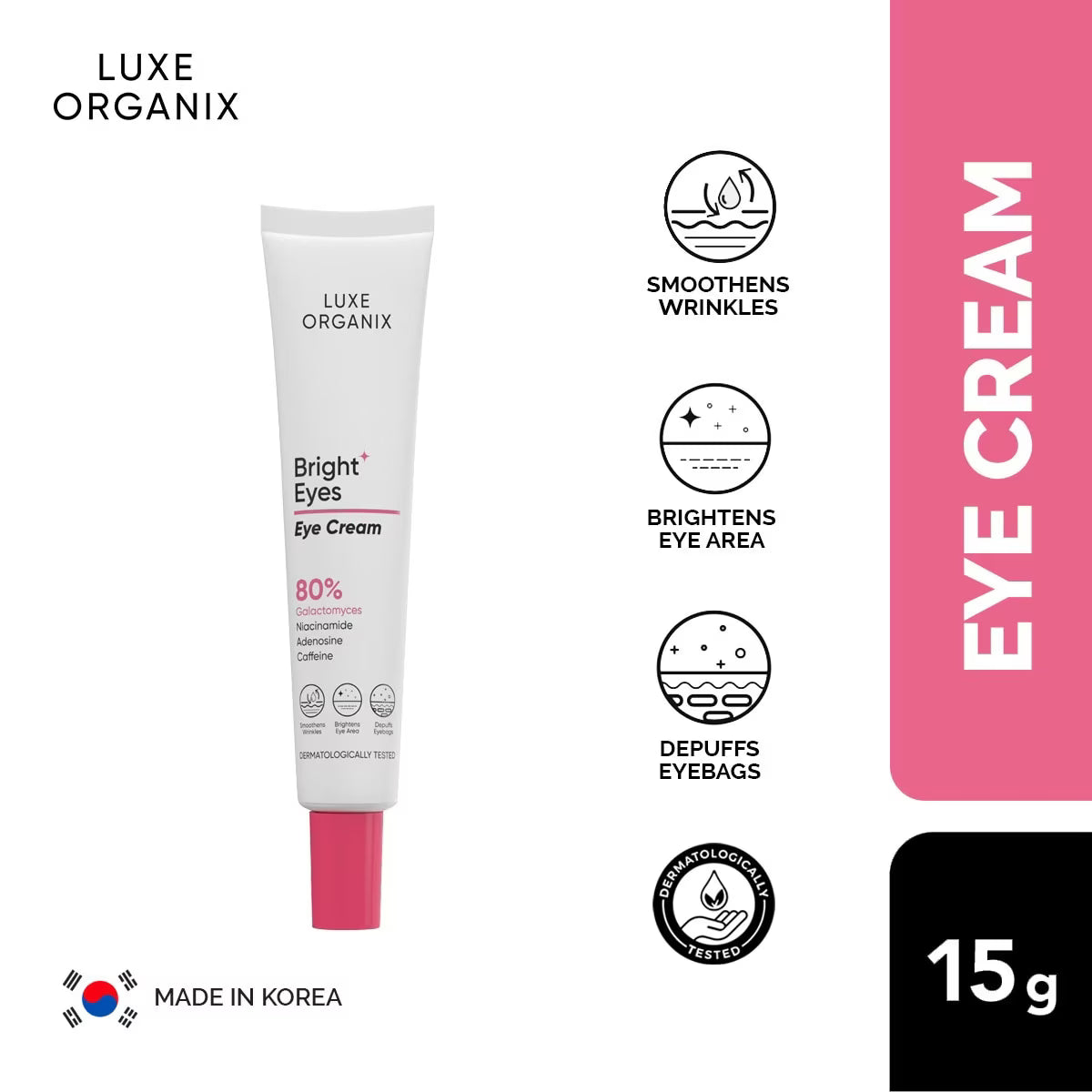 LUXE ORGANIX Bright Eyes Eye Cream 80% Galactomyces 15g