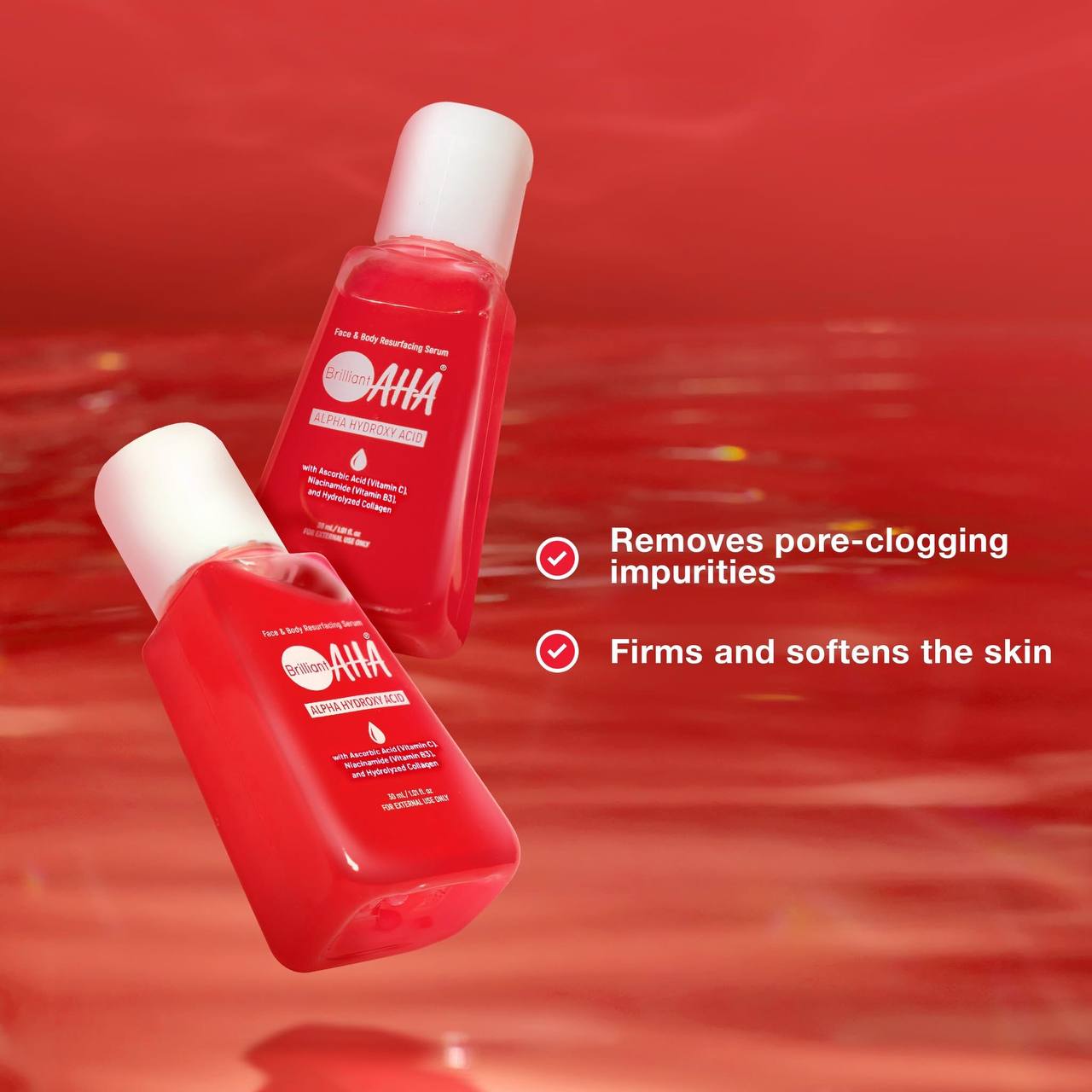 BRILLIANT SKIN ESSENTIALS AHA Face & Body Resurfacing Serum 30ml