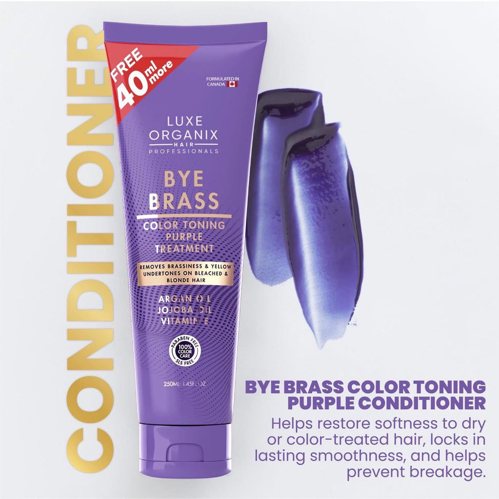 LUXE ORGANIX Bye Brass Color Toning Purple Conditioner