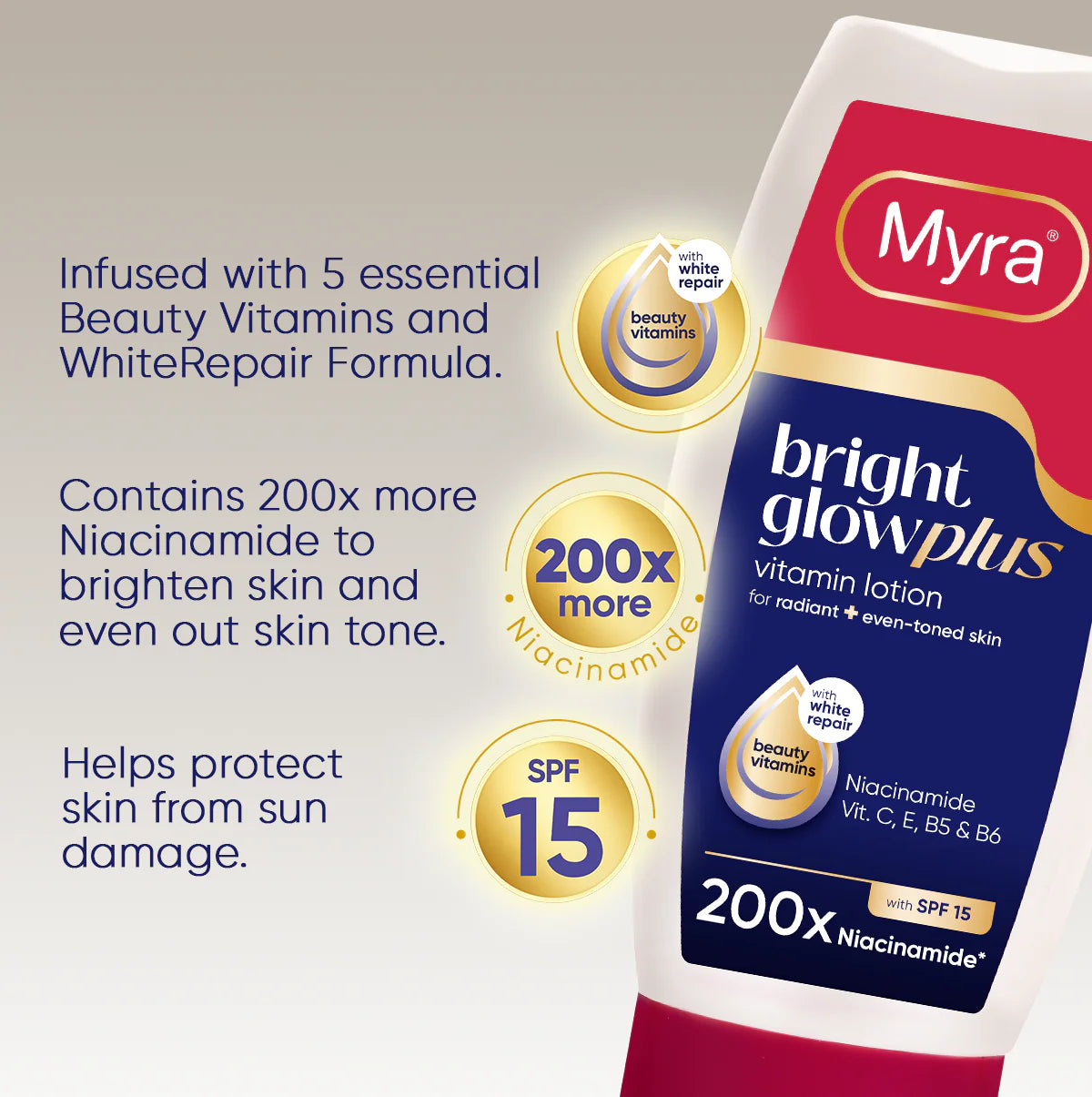 Myra BrightGlow Plus Vitamin Lotion 200ml