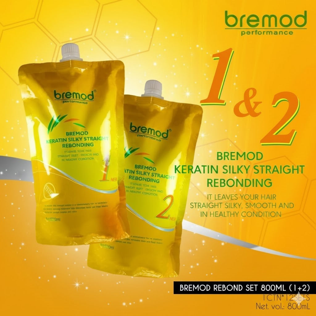 Bremod Performance Keratin Silky Straight Rebonding Set (No. 1 & 2) 800ml x2
