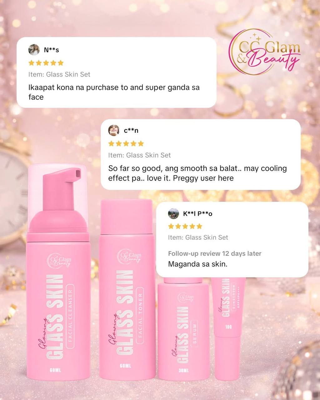 CC GLAM AND BEAUTY Glowing Glass Skin Set