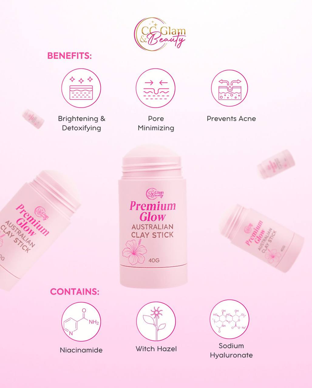 CC GLAM AND BEAUTY Premium Glow Australian Clay Stick