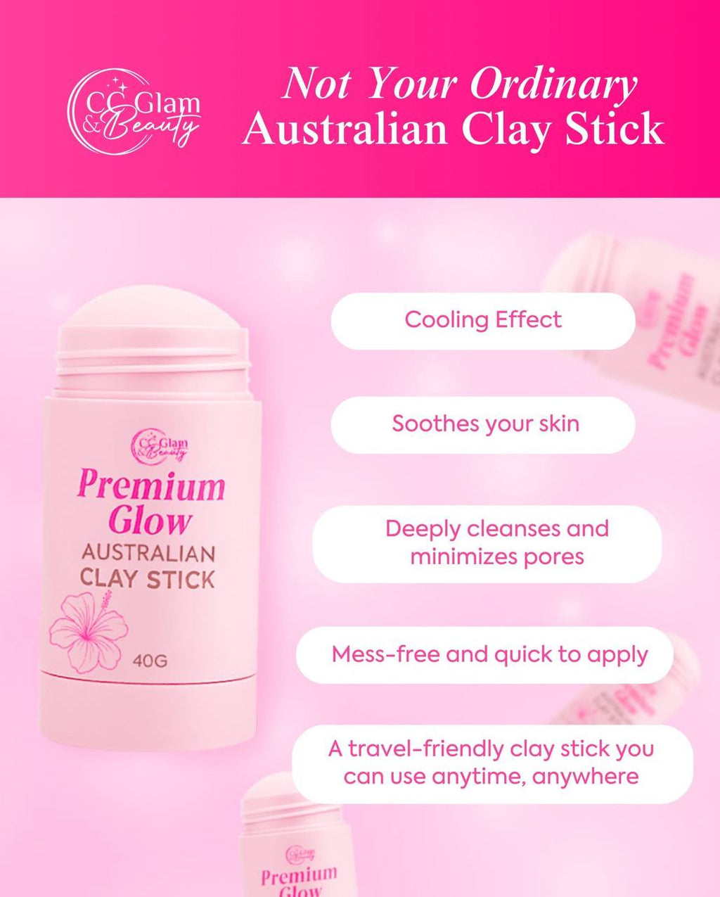 CC GLAM AND BEAUTY Premium Glow Australian Clay Stick