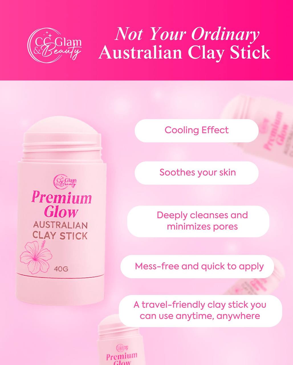 CC GLAM AND BEAUTY Premium Glow Australian Clay Stick