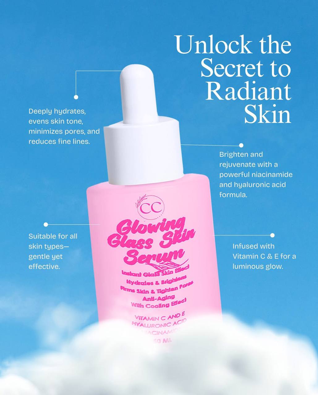 CC GLAM AND BEAUTY Glowing Glass Skin Serum 50ml