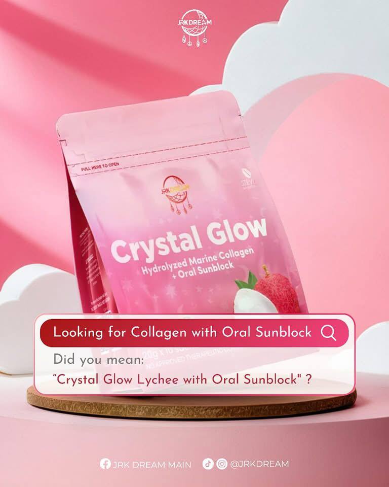 Crystal Glow Lychee Hydrolyzed Marine Collagen 10 sachets
