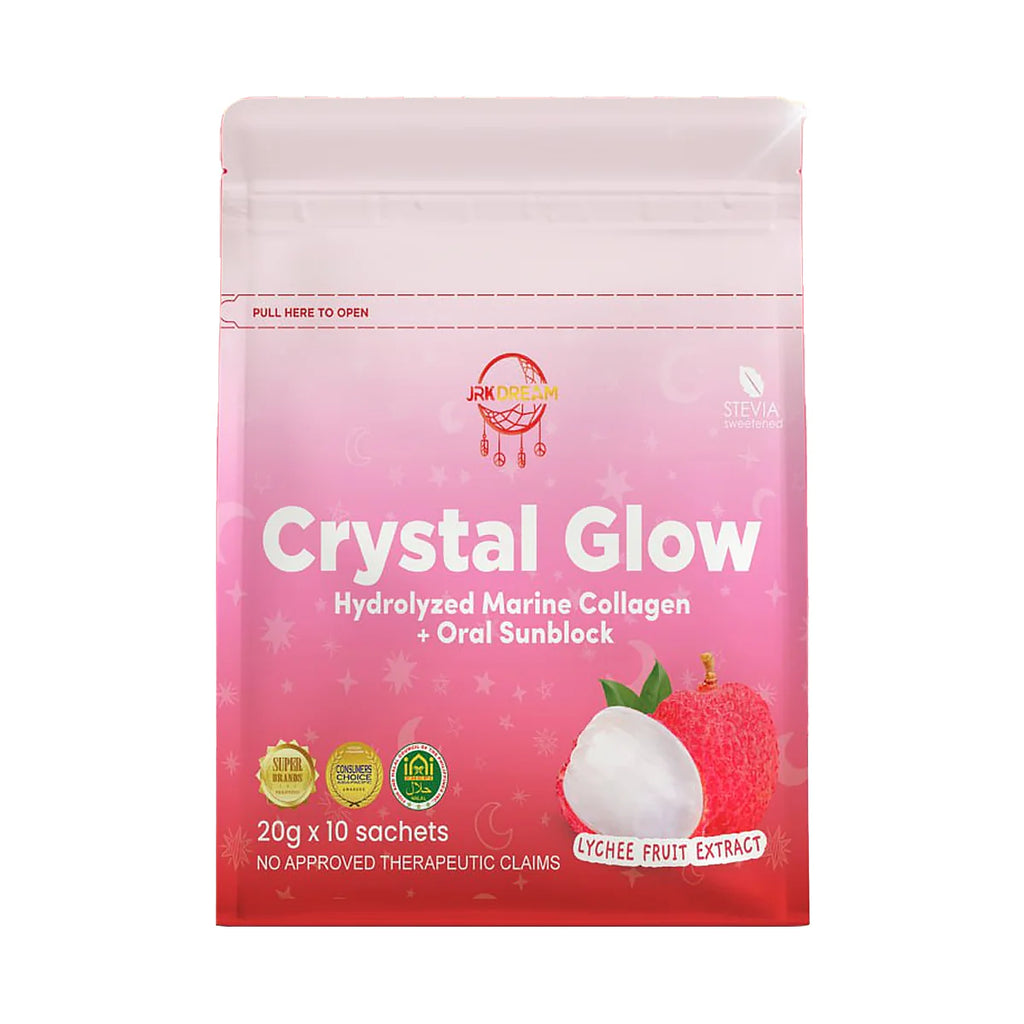 Crystal Glow Lychee Hydrolyzed Marine Collagen 10 sachets
