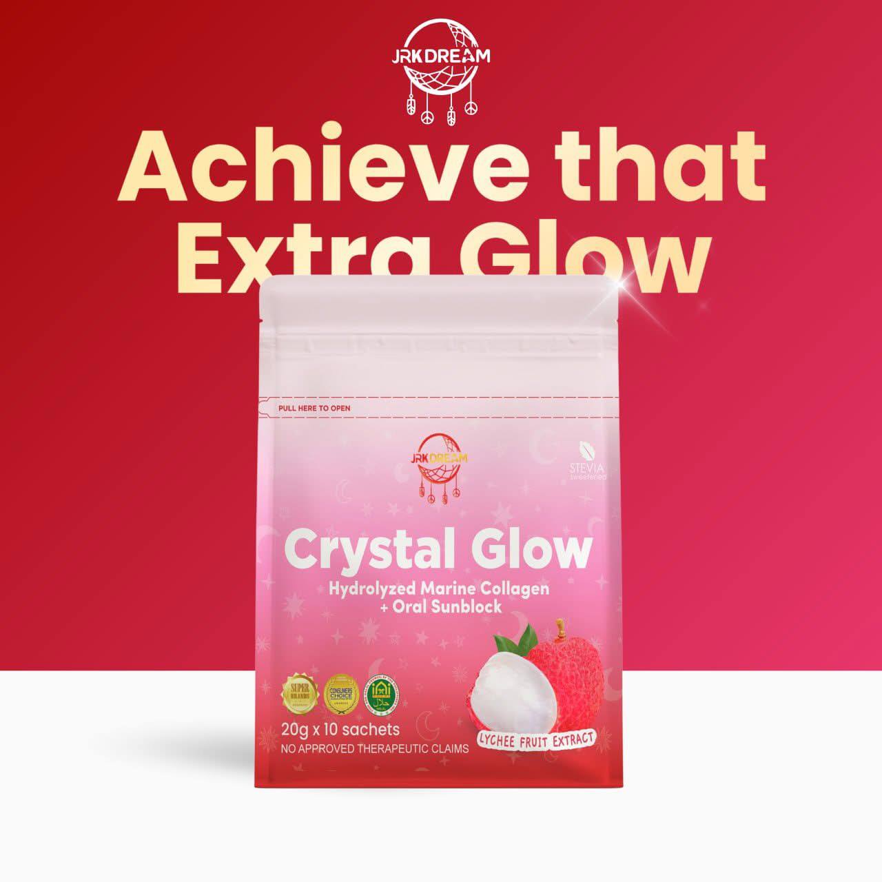 Crystal Glow Lychee Hydrolyzed Marine Collagen 10 sachets