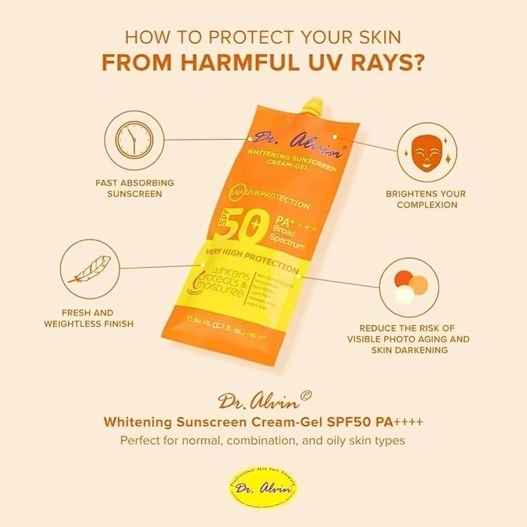 DR. ALVIN Whitening Sunscreen Cream-Gel SPF 50+ PA++++