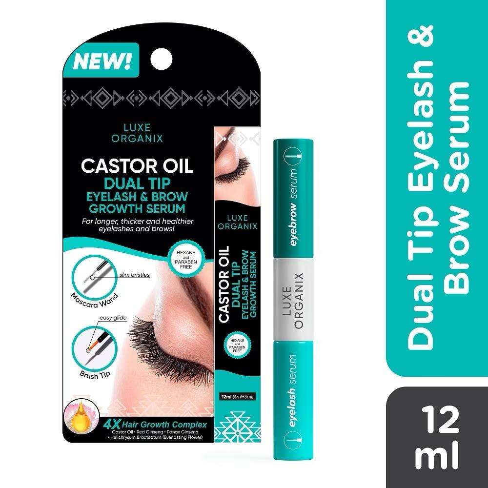 LUXE ORGANIX Castor Oil Dual Tip Eyelash &  Brow Growth Serum 12ml