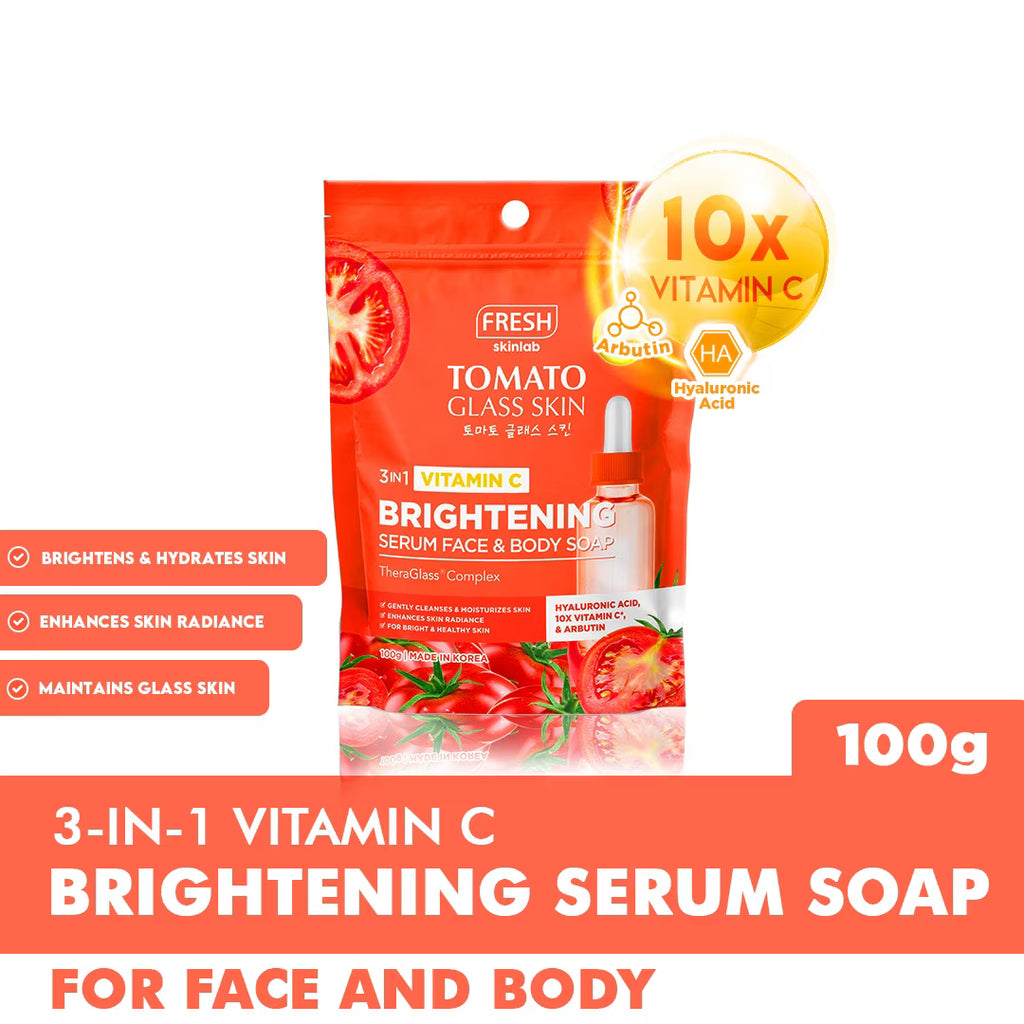 FRESH SKINLAB Tomato Glass Skin 3 in 1 Vitamin C Brightening Serum Face & Body Soap