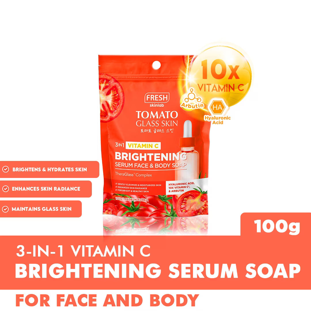 FRESH SKINLAB Tomato Glass Skin 3 in 1 Vitamin C Brightening Serum Face & Body Soap