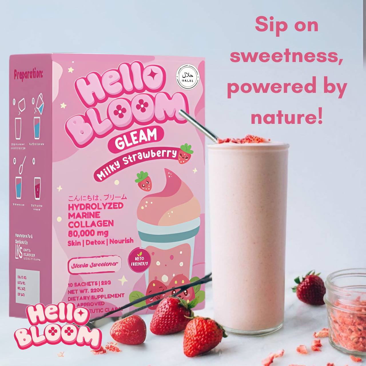 HELLO BLOOM Gleam Milky Melon & Strawberry