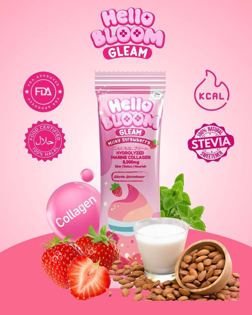 HELLO BLOOM Gleam Milky Melon & Strawberry