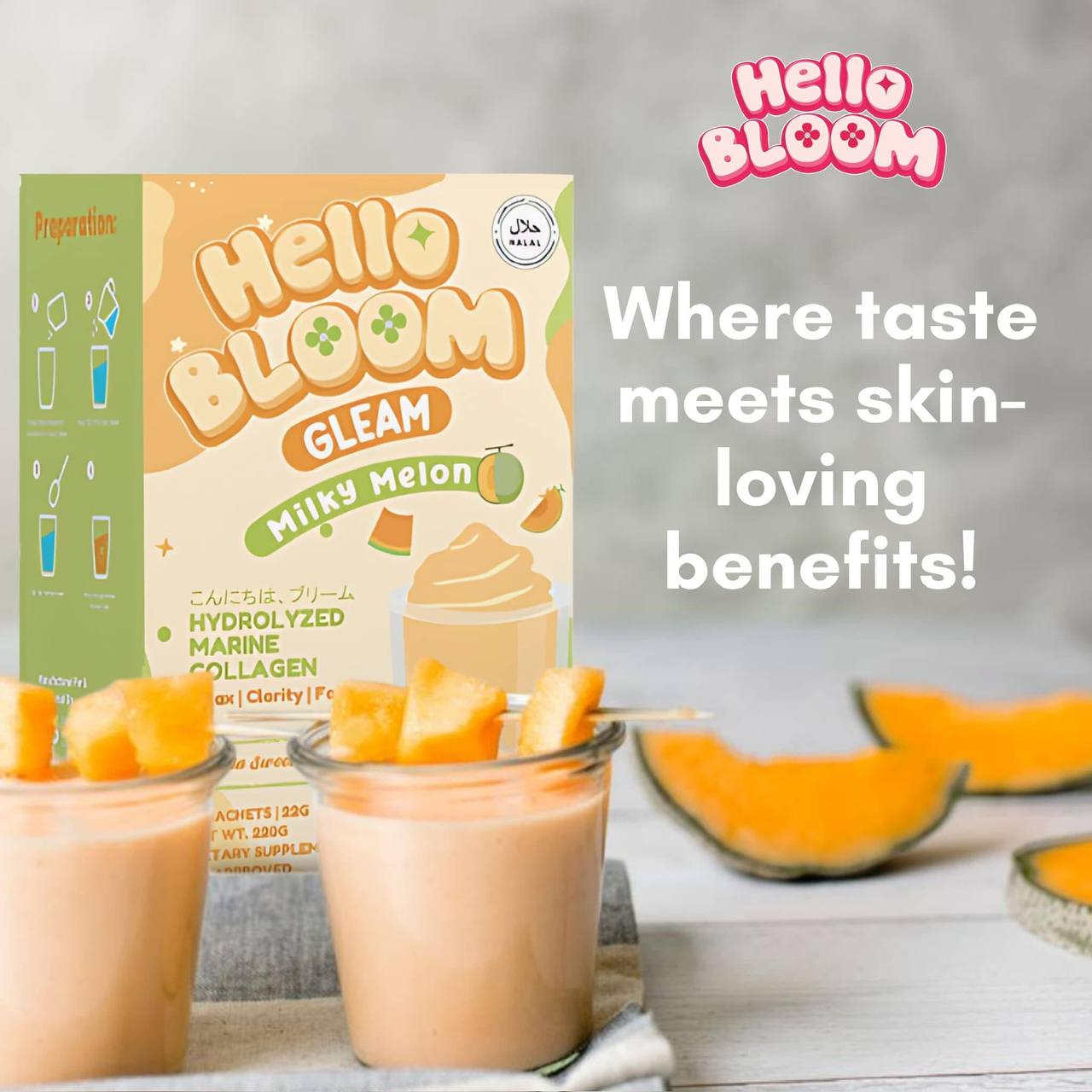 HELLO BLOOM Gleam Milky Melon & Strawberry