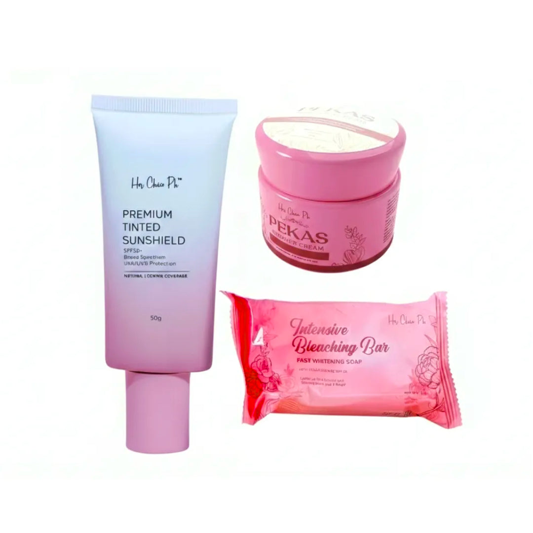 Her Choice PH- Set E (Premium Tinted Sunshield SPF 50 + Pekas Cream + Intensive Bleaching Bar)