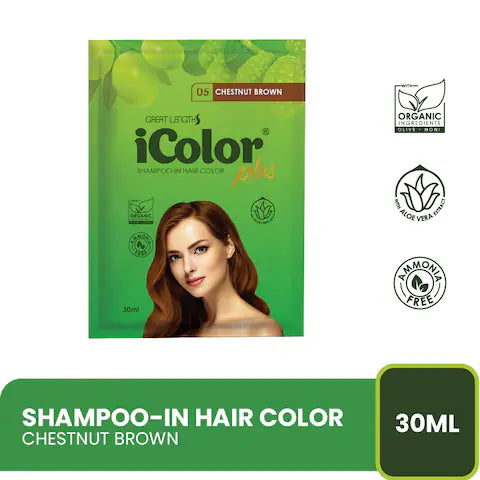 ICOLOR Plus Shampoo Dye 2 For Hue 30ml - (Dark Brown, Medium Brown, Chestnut Brown) 30ml