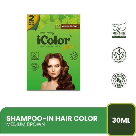 ICOLOR Plus Shampoo Dye 2 For Hue 30ml - (Dark Brown, Medium Brown, Chestnut Brown) 30ml