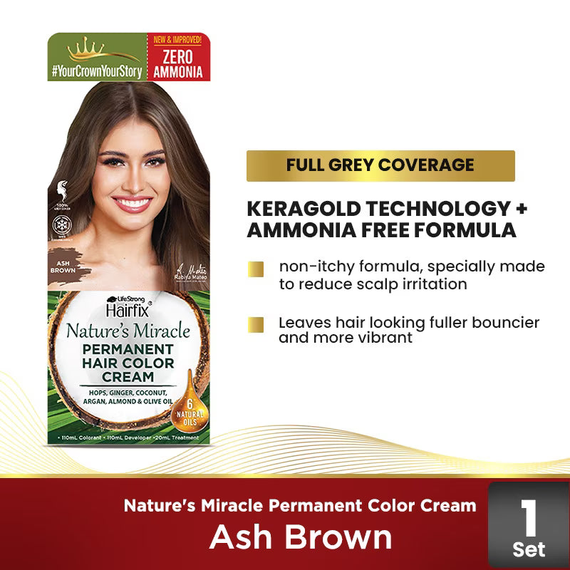 HAIRFIX Nature's Miracle Permanent Color Cream 220ml - Ash Brown