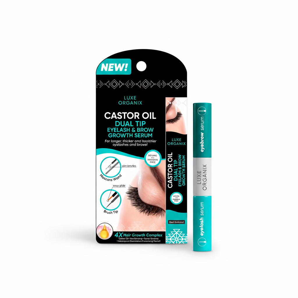 LUXE ORGANIX Castor Oil Dual Tip Eyelash &  Brow Growth Serum 12ml