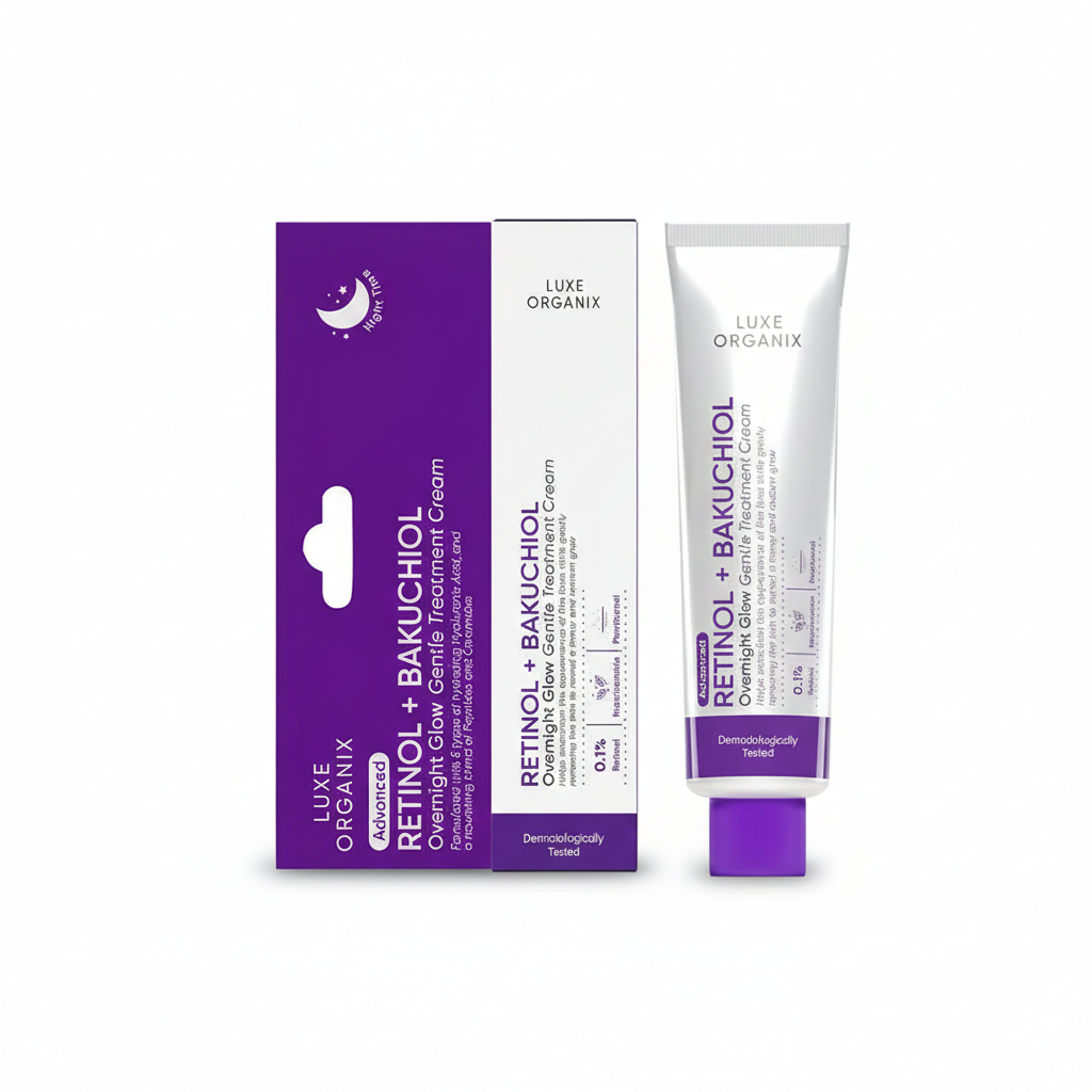 LUXE ORGANIX Retinol + Bakuchiol Overnight Glow Gentle Treatment Cream
