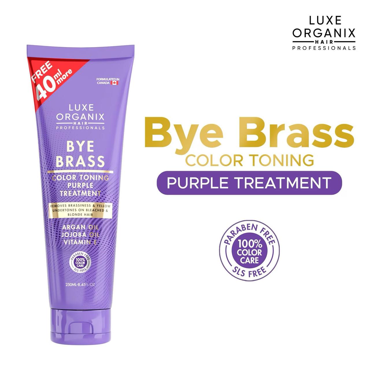 LUXE ORGANIX Bye Brass Color Toning Purple Conditioner