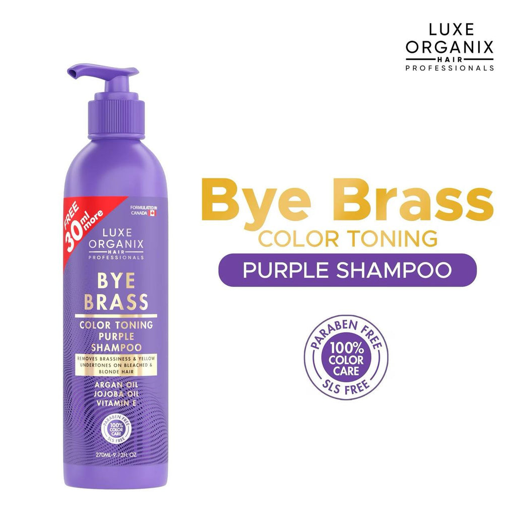 LUXE ORGANIX Bye Brass Color Toning Purple Shampoo