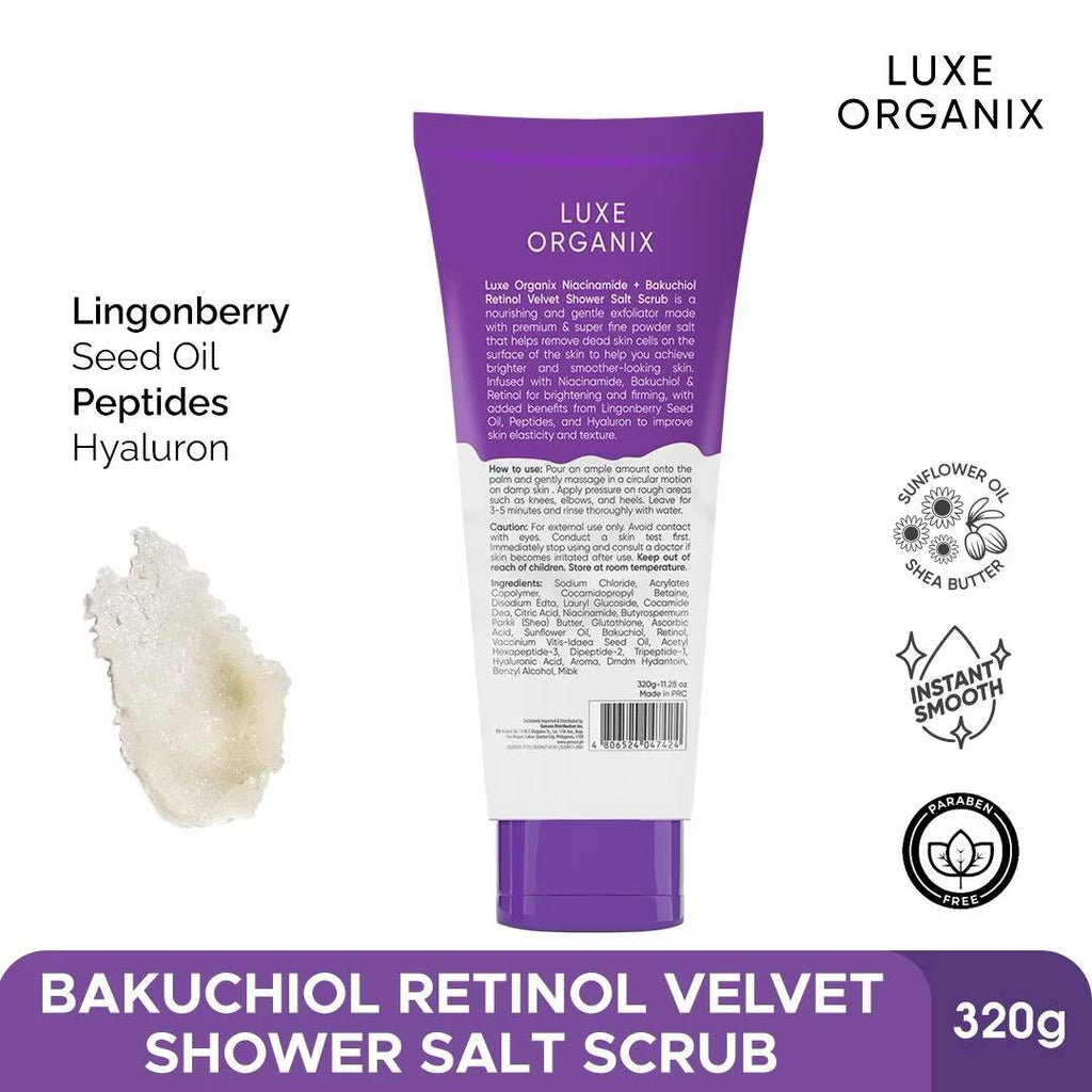 LUXE ORGANIX Velvet Shower Salt Scrub Ultra Fine 320g