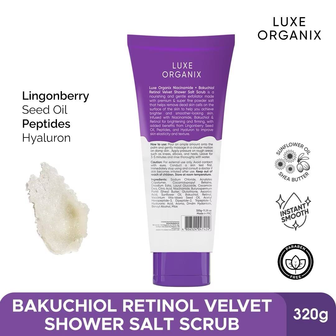 LUXE ORGANIX Velvet Shower Salt Scrub Ultra Fine 320g