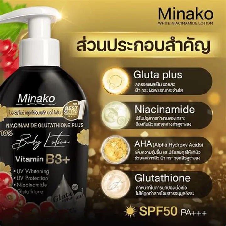 Minako White Niacinamide Glutathione Plus Body Lotion (Vitamin B3+)