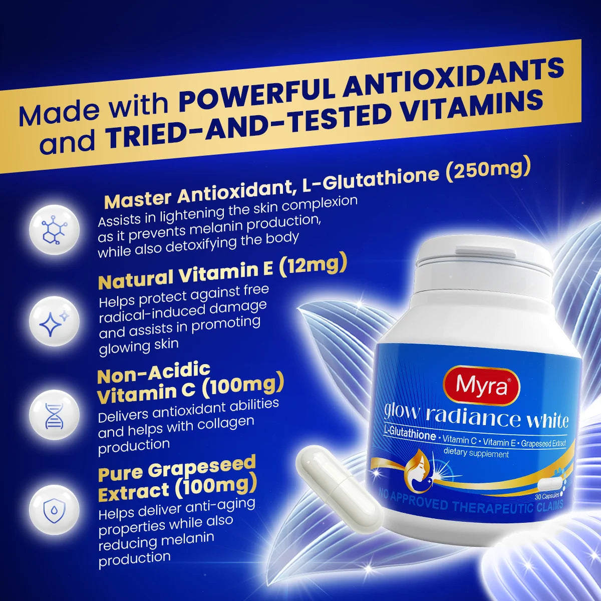 Myra Glow Radiance White Dietary Supplement 30 caps