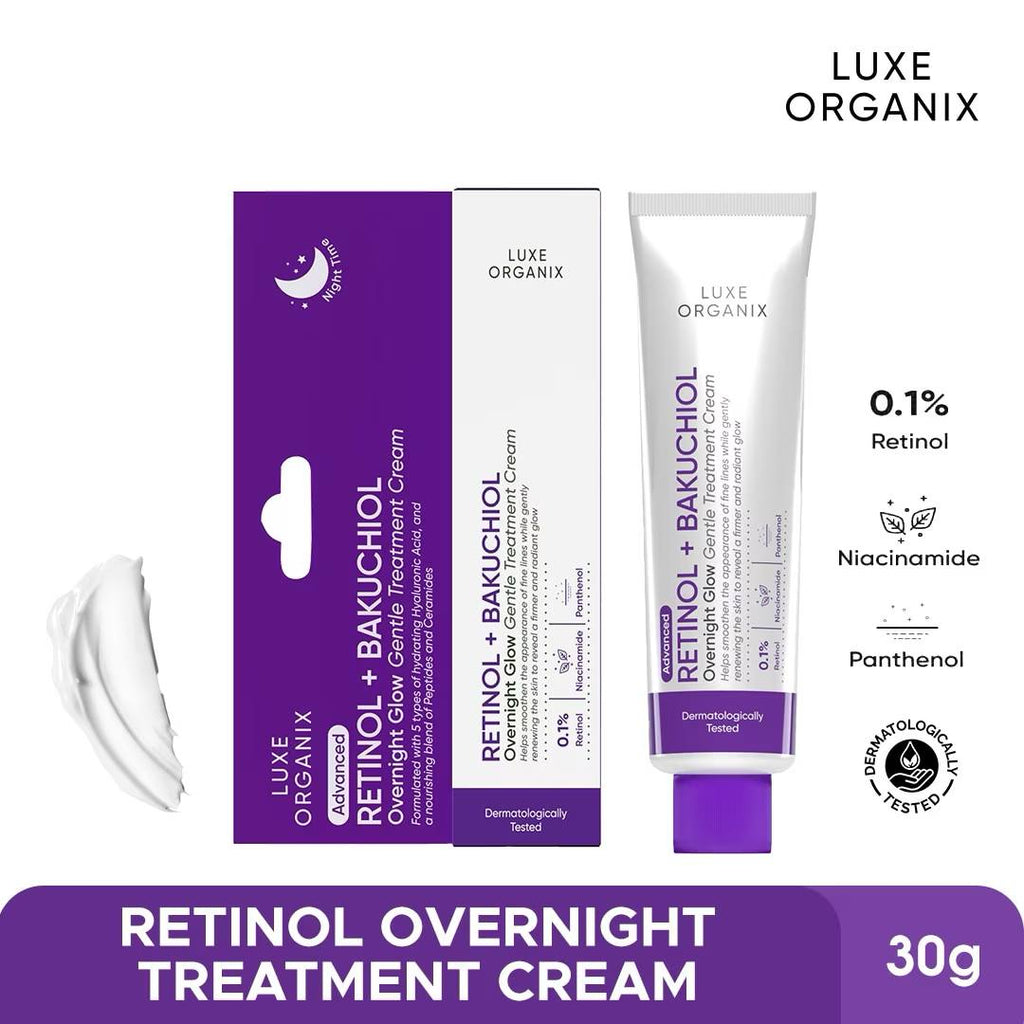 LUXE ORGANIX Retinol + Bakuchiol Overnight Glow Gentle Treatment Cream