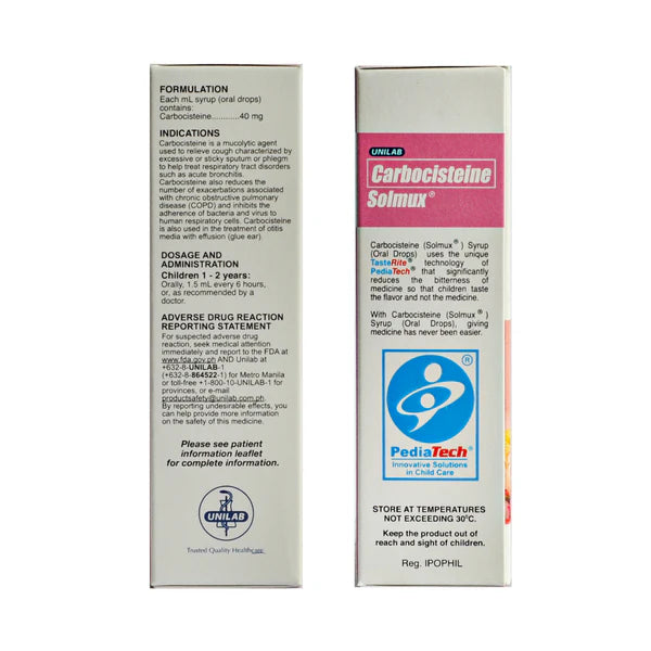 Solmux Carbocisteine 40mg/ml Oral Drops 15ml