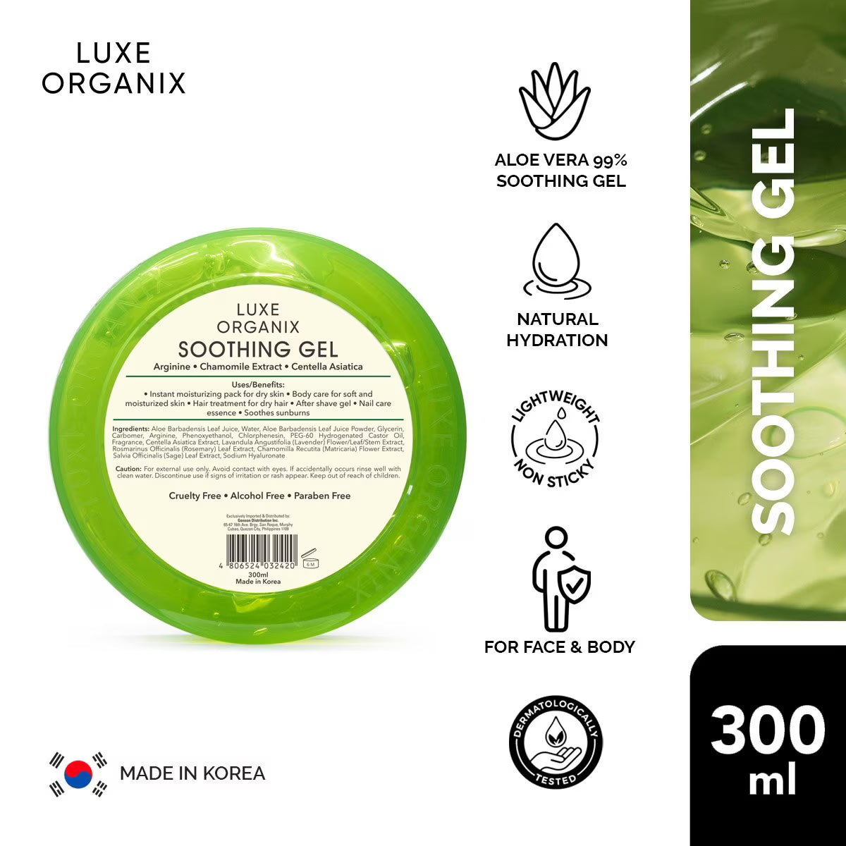 LUXE ORGANIX Aloe Vera Soothing Gel 300ml