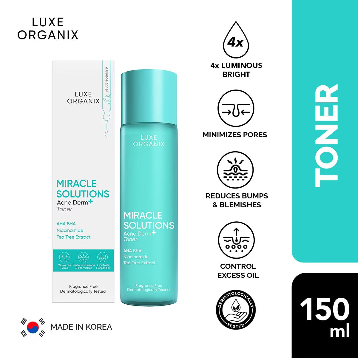 LUXE ORGANIX Miracle Solutions Acne Derm + Toner 150ml