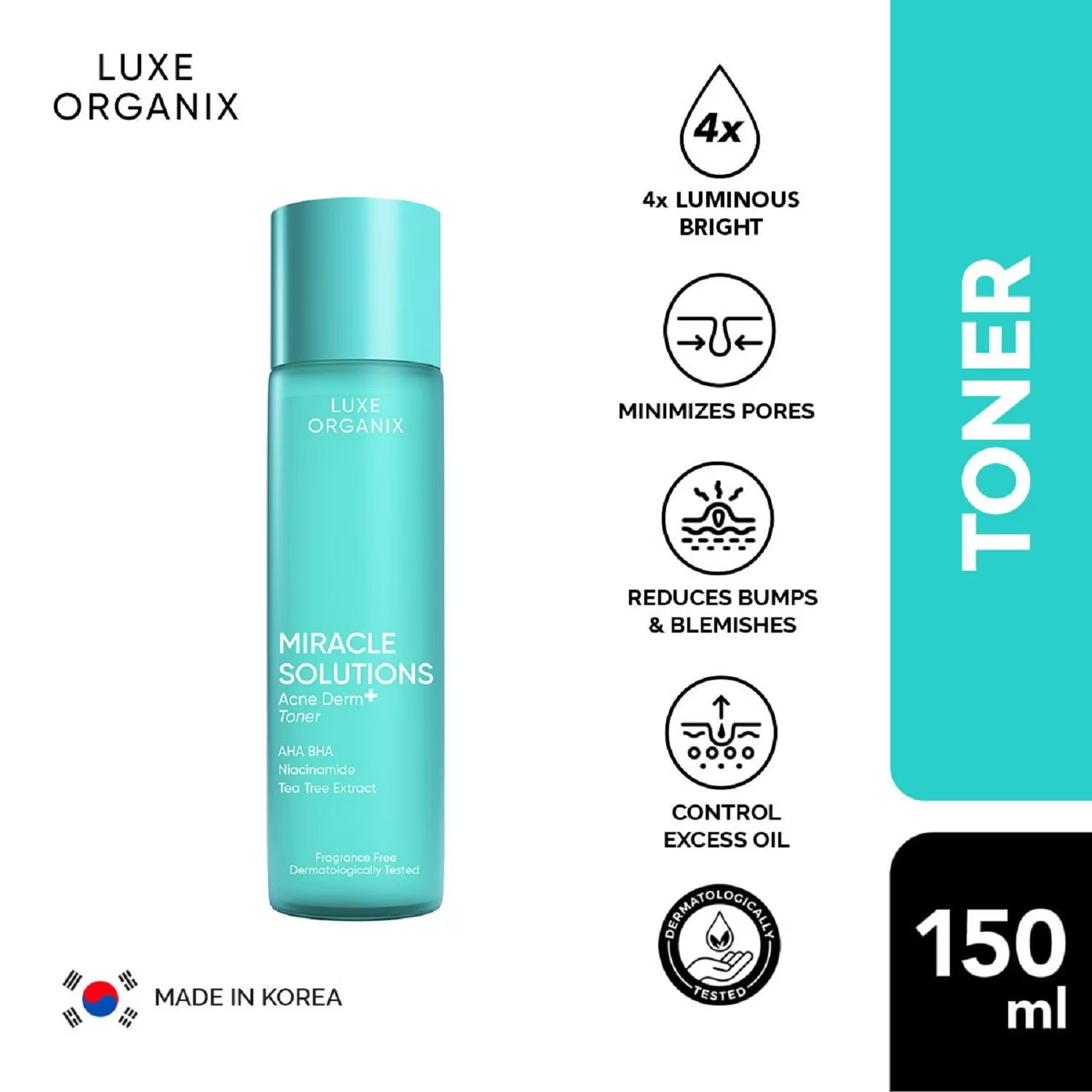 LUXE ORGANIX Miracle Solutions Acne Derm + Toner 150ml