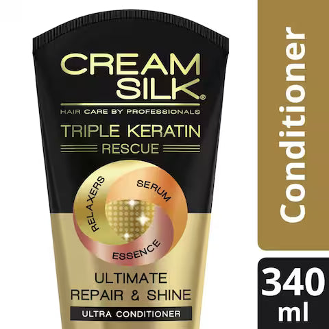 Cream Silk Triple Keratin Rescue - Ultimate Straight & Repair Shine Conditioner 340ml