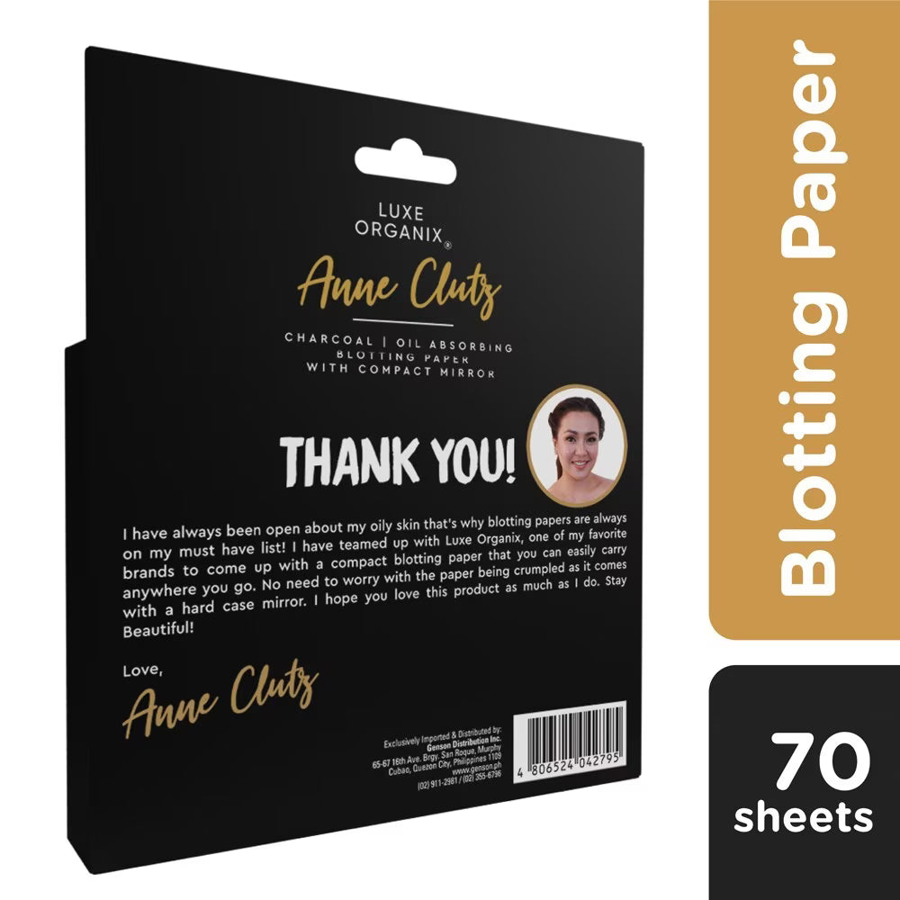LUXE ORGANIX x Anne Clutz Charcoal | Oil Absorbing Blotting Paper