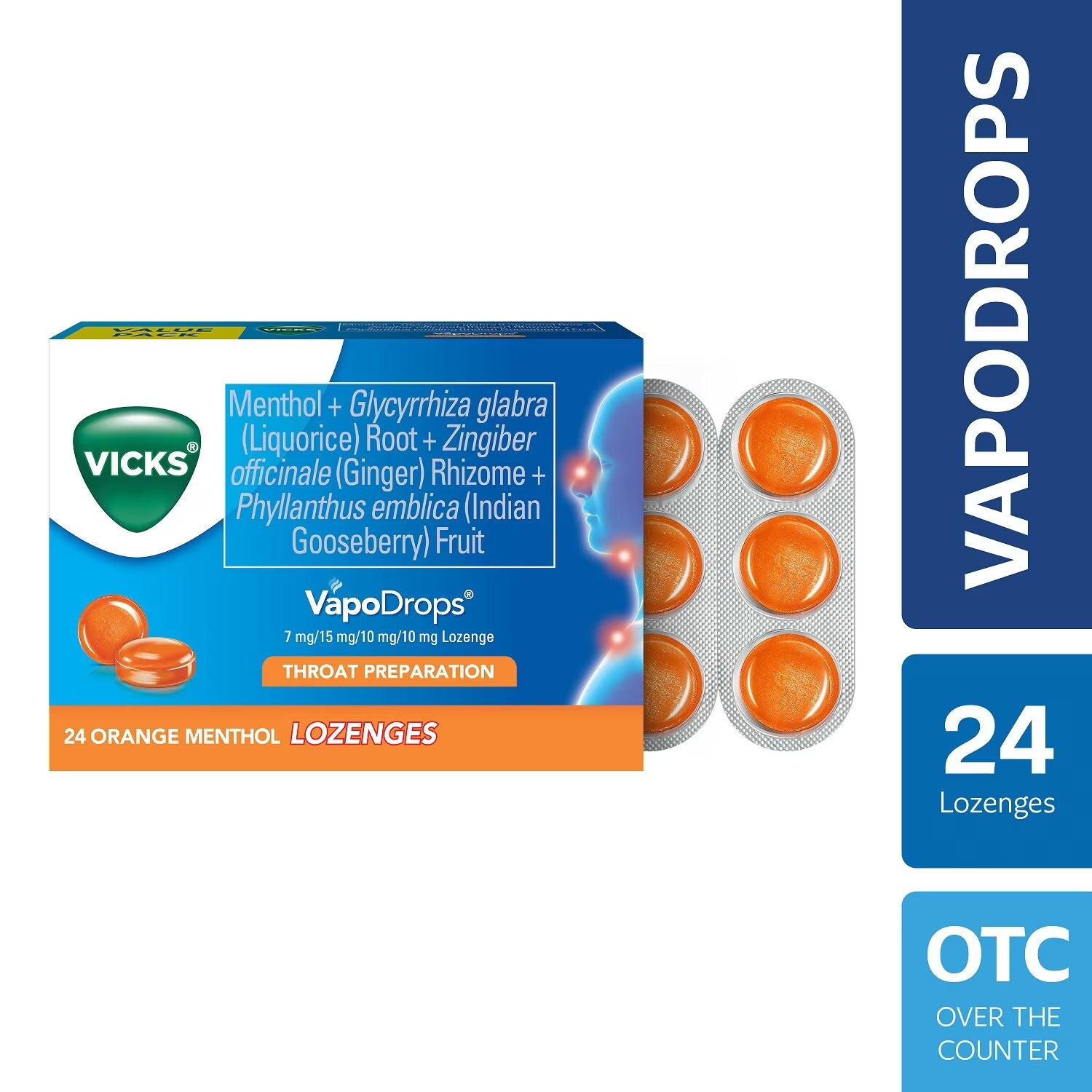 Vicks VapoDrops 24 Orange Menthol Lozenges