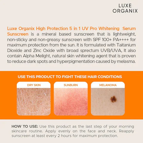 Luxe Organix High Protection 5in1 UV Pro Whitening Serum Sunscreen 10ml