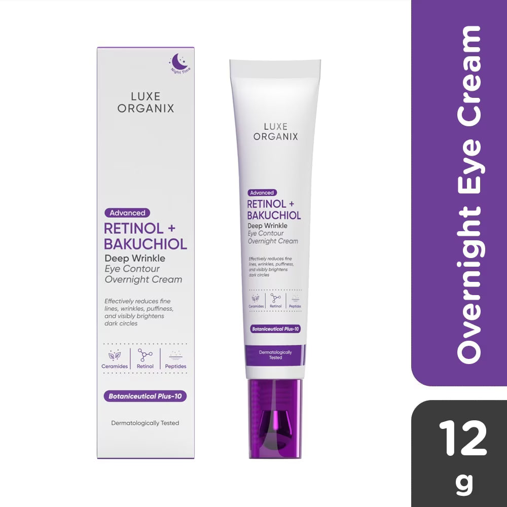 LUXE ORGANIX Advanced Retinol + Bakuchiol Deep Wrinkle Eye Contour Overnight Cream