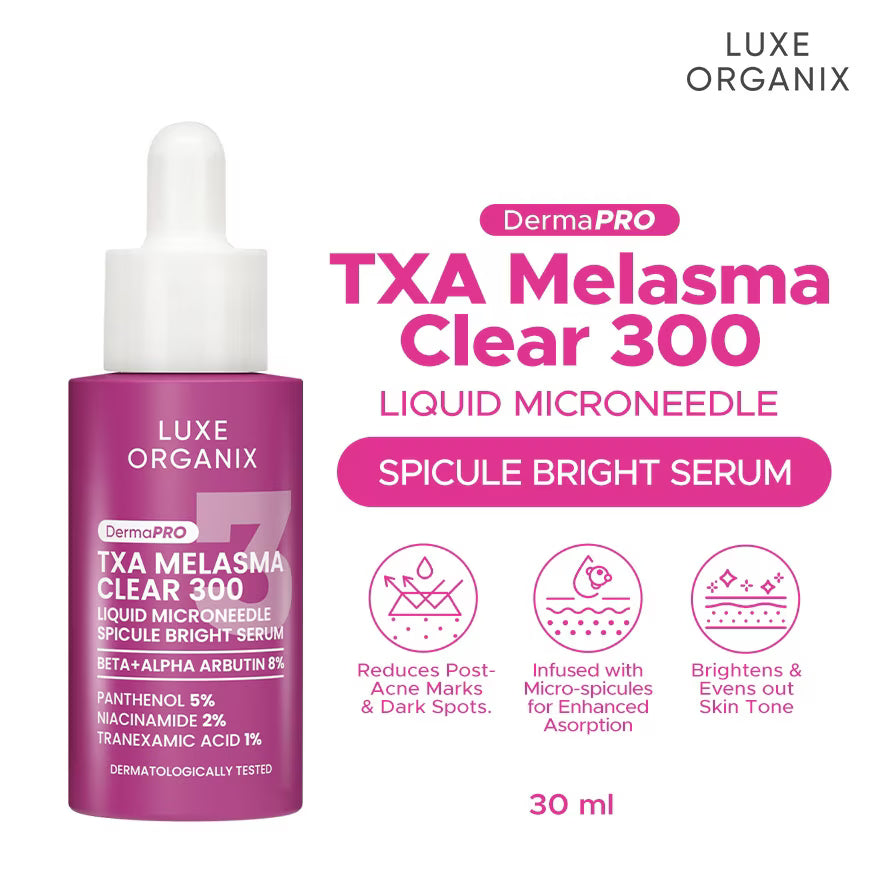 LUXE ORGANIX DermaPRO Melasma Clear 300 Liquid Microneedle Spicule Bright Serum 30ml