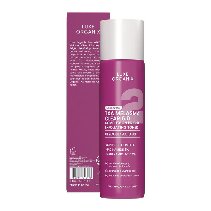 LUXE ORGANIX DermaPRO TXA Melasma Clear 6.0 Complexion Bright Exfoliating Toner 150ml