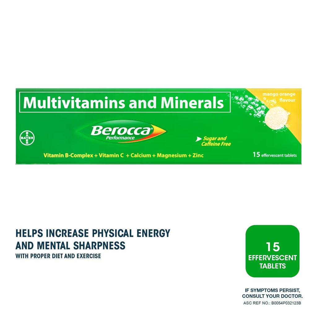BEROCCA Mango Orange Energy Vitamins Effervescent 15 Tablets